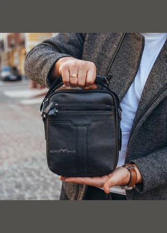 Мужская кожаная сумка-мессенджер через плечо A25-3278A Черная Tiding Bag (305577649)