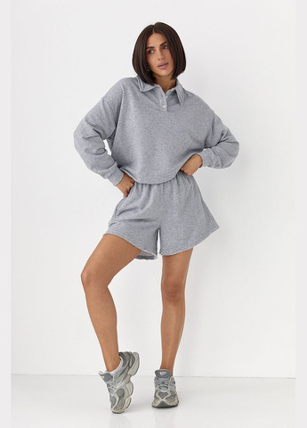 Костюм с шортами и свитшотом-поло Lurex (329626626)