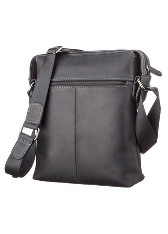 Чоловіча шкіряна сумка через плече місткий месенджер із натуральної шкіри чорний 24*29*7 см Shvigel (329150932)