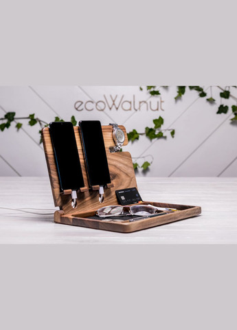Органайзер для двух телефонов и часов «Double iBook» Подарок для семейной пары EcoWalnut (293850369)