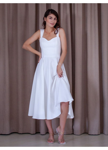 Белое вечернее платье с юбкой-солнце, а-силуэт Vintage однотонное