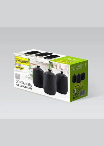 Набор из 3-х керамических баночек MR-20002-03CS емкости для сыпучих продуктов Черные Maestro (297331811)