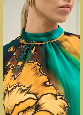 Комбінована стильна принтована блуза з крепу - ua44 / eu38 Iren Klairie