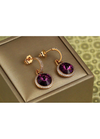 Сережки підвіски Сваровськи Романс із бордовими каменями 2,8 см золотисті love-shopping Xuping Jewelry (354657850)