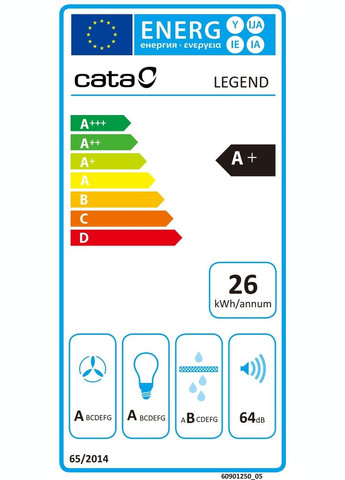 Вытяжка Tобразная, 70см, 1065м.куб/час, Legend 700x, нерж. CATA (315759617)