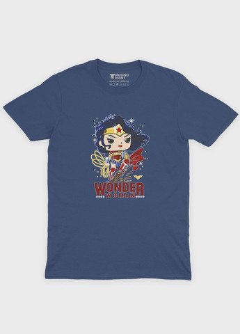 Темно-синя демісезонна футболка для дівчинки з принтом супергероя - диво-жінка (ts001-1-nav-006-006-004-g) Modno