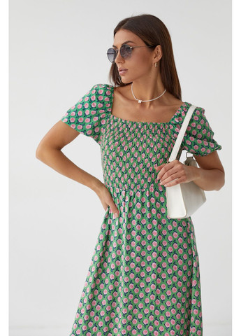 Зелена повсякденний, вечірня довга жіноча сукня з еластичним поясом з відкритою спиною Byron з квітковим принтом