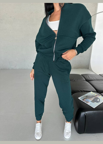 Женский качественный спортивный теплый костюм: кофта бомбер на молнии и брюки джогеры с утеплением No Brand (316094556)