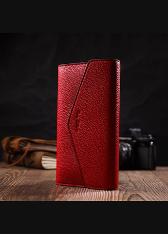 Комбинированное женское большое портмоне из натуральной кожи 21974 Красный Tony Bellucci (331911022)