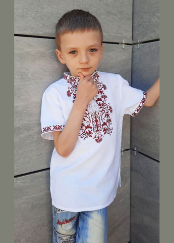 Белая вышиванка для мальчика vishivano4ka узор цветочный хлопок, полиэстер (316628978)