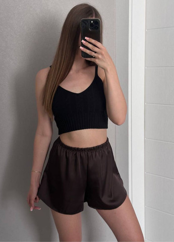 Изысканные легкие летние шелковые повседневные шорты высокой посадки с поясом на резинке. Tik-Tak (348830735)