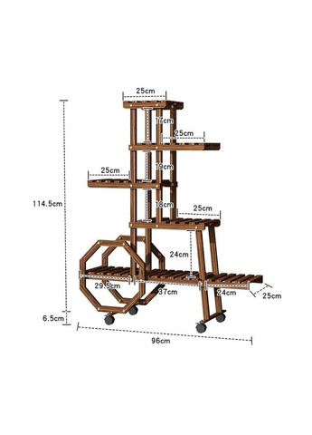 Підставка для квітів з дерева Муліно на коліщатках мокко (ЦВТ-008810) No Brand (328224690)