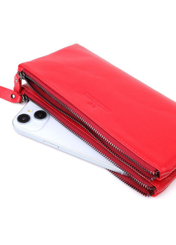 Шкіряний жіночий гаманець на три відділення 23109 Червоний st leather (329148781)