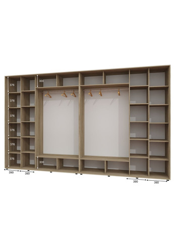 Шкаф-купе четырехдверный 380*60*250 см Дуб крафт серый 4 двери ДСП ШК-02 Алекса (360477421)