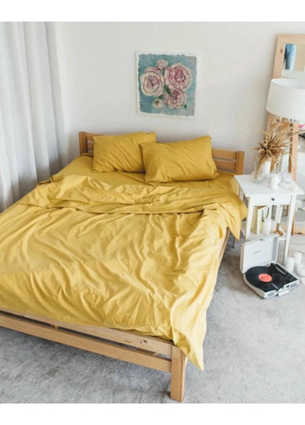 Постільна білизна євро Home Варена бавовна 21045 200х220 см жовта DUSHKA (327791576)