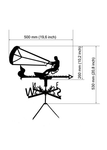 Флюгер Кайтсерфингист, флюгер на кровлю из металла 2 мм. No Brand (368896702)