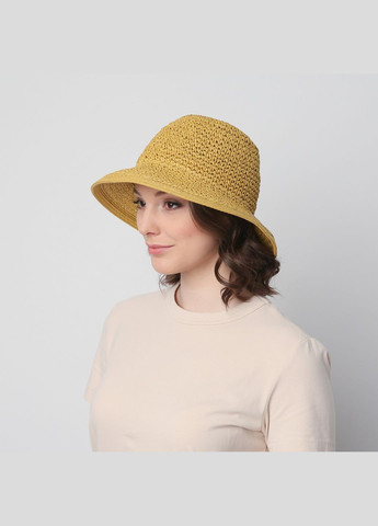 Шляпа с маленькими полями женская бумага желтая CORA LuckyLOOK 376-848 (289478303)