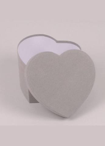 Комплект серых велюровых коробок для цветов Сердце 3 шт. 39875 Flora (311201636)