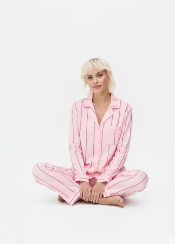 Розовая всесезон женская пижамная рубашка twill boyfriend pyjama для дома и сна розовый (8604) Primark