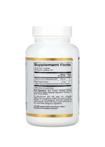 Коэнзим Q10 100мг из BioPerine 150 капсул от California Gold Nutrition (381098842)