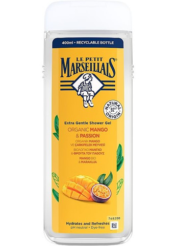 Гель для душу "Манго та маракуя" Extra Gentle Shower Gel Organic Mango & Passion Fruit 250ml (1167344-137623) Le Petit Marseillais (368648679)