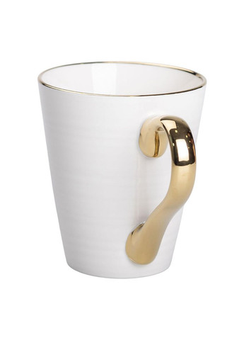 Кухоль керамічний із золотим обідком і позолоченою ручкою 320 (мл) Білий No Brand (369473010)