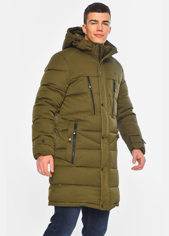 Оливкова (хакі) зимня куртка чоловіча подовжена єврозима кольору хакі Let's Shop