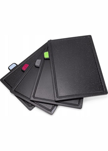 Комплект 4 разделочные доски 29x23x0.6см на компактной подставке, жесткий пластик Kamille (339777150)