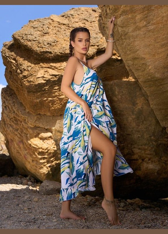 Комбінована сукня 14795 мультиколор ISSA PLUS однотонна