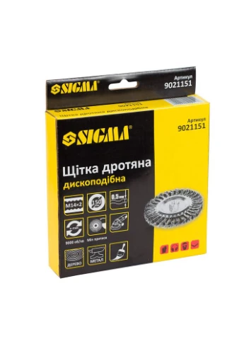 Щітка дротяна дископодібна Ø150мм М14×2мм (сталева кручена) (9021151) Sigma (395982664)