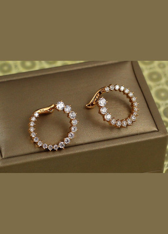 Сережки дужка з крупними каменями 2,1 см золотисті Xuping Jewelry (327880795)