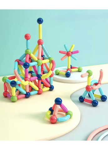 Магнитный детский конструктор - 52 элемента в компактном боксе No Brand (364553095)