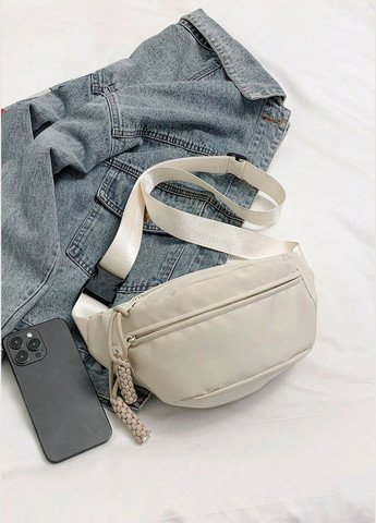 Бананка поясна сумка через плече біла No Brand (303606040)