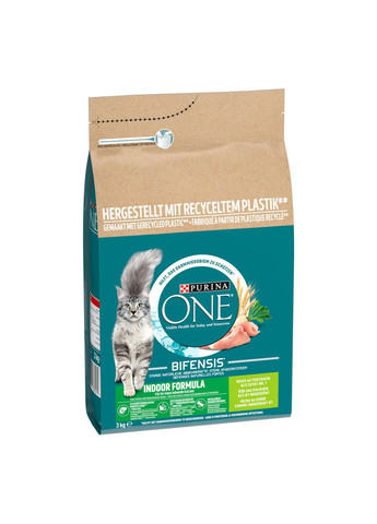 Сухой корм Indoor для взрослых кошек, постоянно находящихся в помещении, комплекс Bifensis, с индейкой, 3 кг PURINA ONE (330007576)