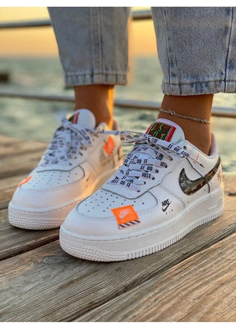 КРОССОВКИ ЖЕНСКИЕ NIKE AIR FORCE 1 LOW JUST DO IT WHITE 1 НАЙК АИР ФОРС 1 БЕЛЫЕ No Brand белые демисезоны (391050063)