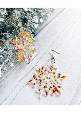 Серьги Снежинка с блёстками звёздочками CASE CONTROL (360707862)