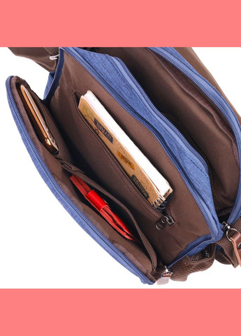 Сумка чоловіча через плече із текстилю 21264 Синя Vintage (302009042)