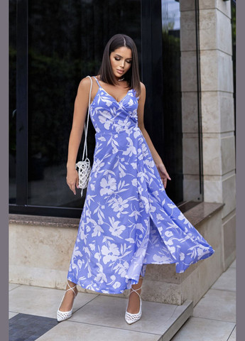 Лілова літня довга сукня на запах Fashion Girl