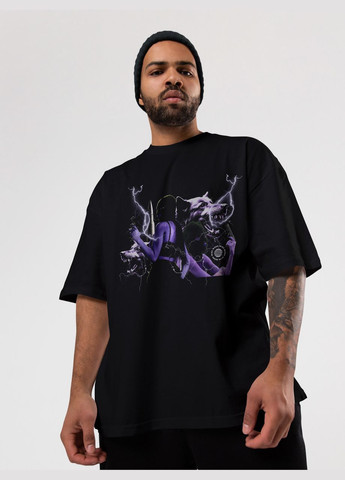 Черная мужская футболка оверсайз urban черная высокая плотность с длинным рукавом Mishe