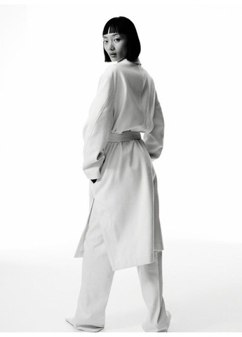 Білий демісезонне Жіноче пальто з поясом Н&М (56251) XS Біле H&M