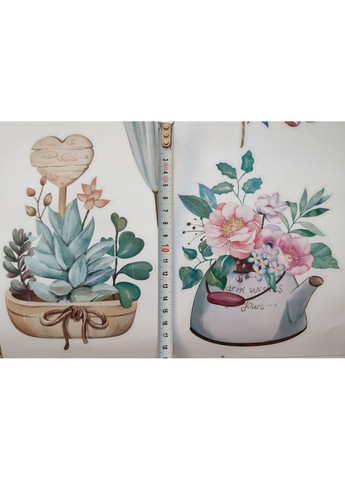 Вінілові наклейки весняні квіти в горщиках (лист 60 х 90 см) Б179-7 QT-AB No Brand (355947892)