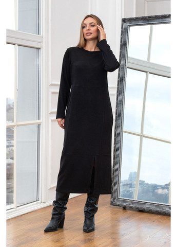 Чорна жіноча трикотажна сукня юна з розрізом (ск 1825) RiMari