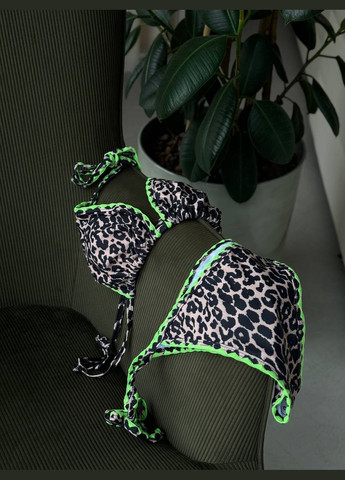 Комбинированный летний стильный леопардовый купальник с яркой отделкой раздельный Vakko