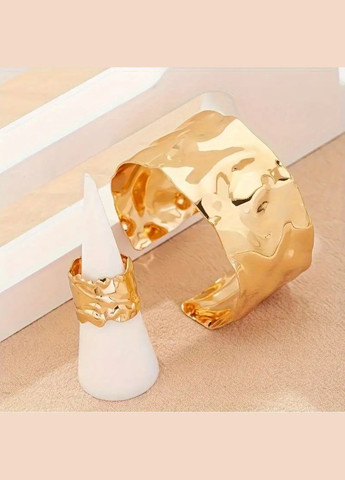 Набор золотистий браслет и каблучка скоба, манжет, кафф, 1175 Fashion Jewelry (341317350)