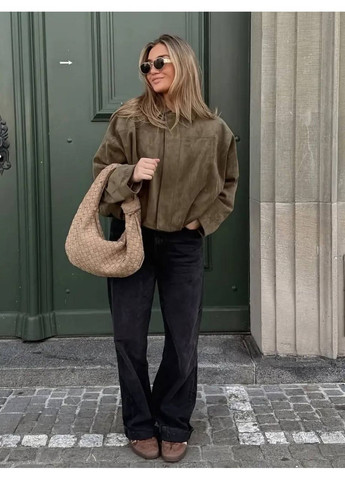 Куртка-бомбер жіноча з замшу на дайвінгу(заміри в описі) DK/DL Мода без кордонів на блискавці (366447254)