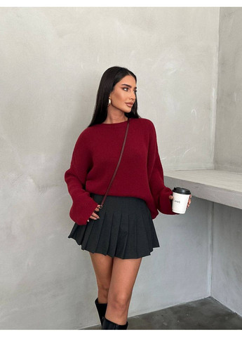 Бордовий демісезонний подовжений светр-туніка з вовною — замір в описі DK/DL Мода без кордонів