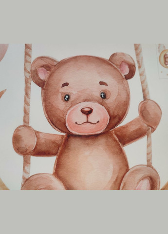 Вінілові наклейки на стіну Ведмедик гойдається на місяці (лист 40 х 60 см) Б394-58 Sproutfox (302241642)