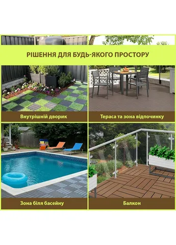 Композитна плитка ДПК 30х30х2см Натуральне дерево (D) SW-00001711 Sticker Wall (353967454)