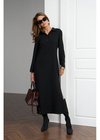 Черное повседневный стильное лаконичное платье-поло (3077) Triko Bakh