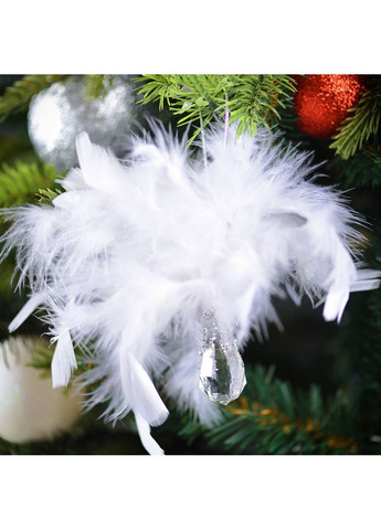 Іграшка на ялинку Крапля з пір'ям 974933 17 см біла Yes (369339294)